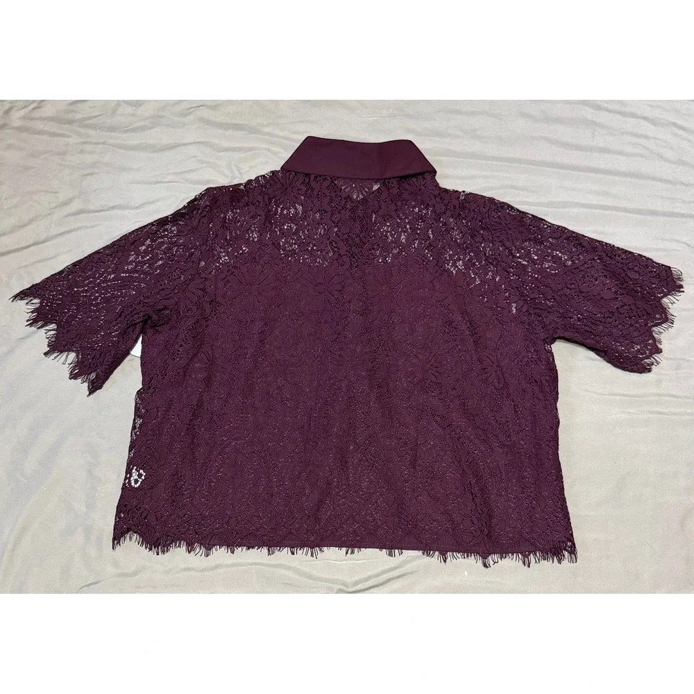 Time & Tru Womens XXL Burgundy Lace Button Down Shirt with Cami NWT